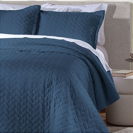 Colcha Solteiro Corttex Mônaco 2 Peças Marinho