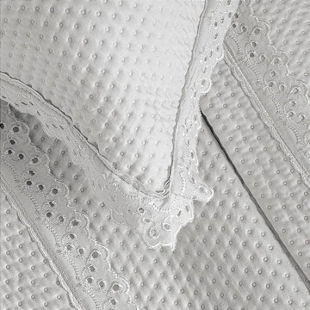 Colcha Casal 200 Fios Corttex Romantic 3 Peças Branca