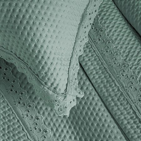 Colcha Casal 200 Fios Corttex Romantic 3 Peças Verde