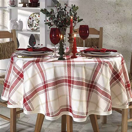 Toalha de Mesa Redonda 4 Lugares Dohler Celebra 160cm Natal 99