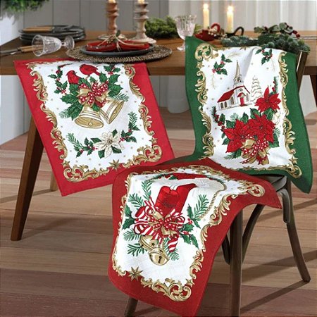 Kit Pano de Copa Natalino Felpudo Dohler 45 x 65cm Natal 109 3 Peças