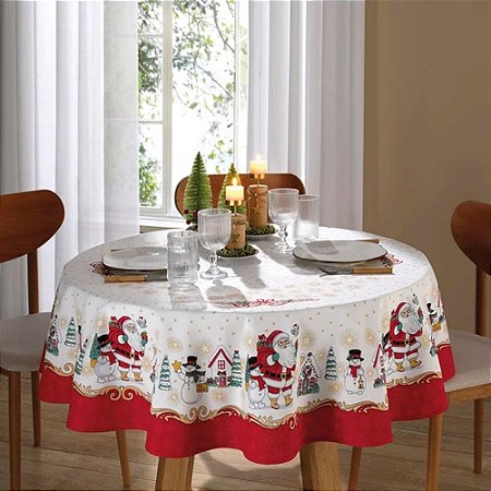Toalha de Mesa Redonda 160cm Athenas Natal 119