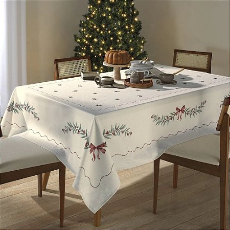Toalha de Mesa Natalina Quadrada 160x160cm Matisse Dohler Clean Natal 123