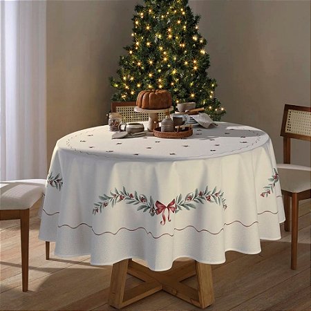 Toalha de Mesa Redonda 200cm Matisse Dohler Clean Natal 123