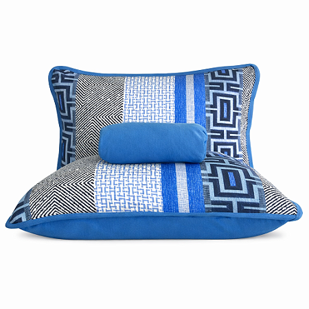 Jogo de Cama Casal Malha 3 Peças Majogart Azul