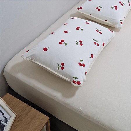 Jogo de Cama Queen Size Malha 3 Peças Majogart Cereja Bege