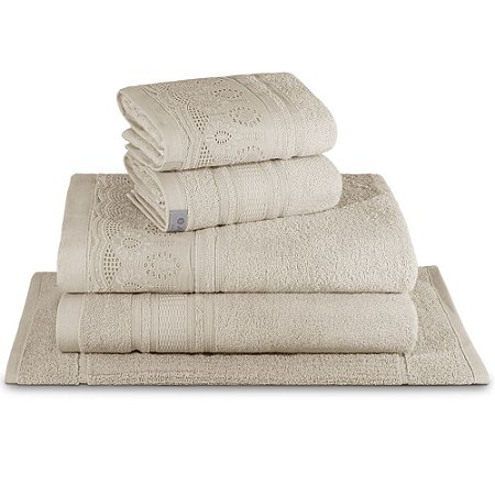 Jogo de Toalhas de Banho Gigante 5 Peças Marselle e Memphis Appel 450 g/m² Cereal