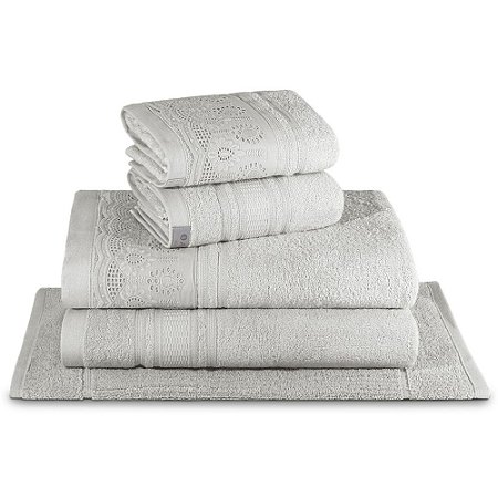 Jogo de Toalhas de Banho Gigante 5 Peças Marselle e Memphis Appel 450 g/m² Prata