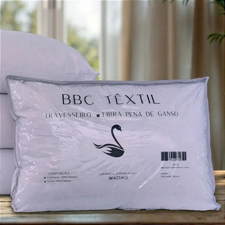 Travesseiro Pluma de Ganso Sintético Luxo BBC Têxtil Suporte Alto