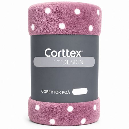 Cobertor Casal Corttex Flannel Poá 180x220cm Rosa