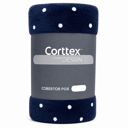 Cobertor Queen Size Corttex Flannel Poá 220x240cm Marinho