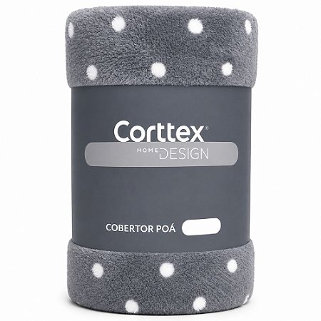 Cobertor Queen Size Corttex Flannel Poá 220x240cm Cinza