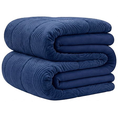 Edredom Solteiro Bella Enxovais Plush Splendore Marinho