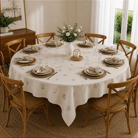Toalha de Mesa Redonda 8 Lugares Dohler Clean Arabella 2.00Mts Diana