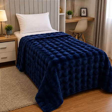 Cobertor Solteiro Bubble Europa 160x230cm Azul Índigo