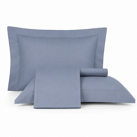 Jogo de Cama King Size Altenburg 200 Fios 4 Peças Algodão Lux Azul Etienne