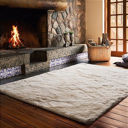 Tapete para Sala Felpudo Melody 1,40x2,00m Jolitex Marfim