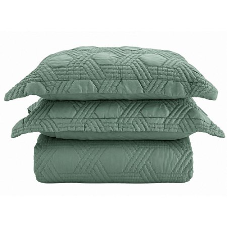 Colcha King Size 200 Fios Corttex Prisma 3 Peças Verde