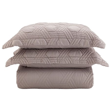 Colcha King Size 200 Fios Corttex Prisma 3 Peças Taúpe