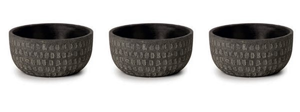 Kit Cachepot Preto Em Cimento Texturizado 3 Peças
