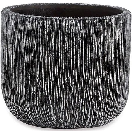 Vaso Cachepot Preto Em Cimento Texturizado Pequeno