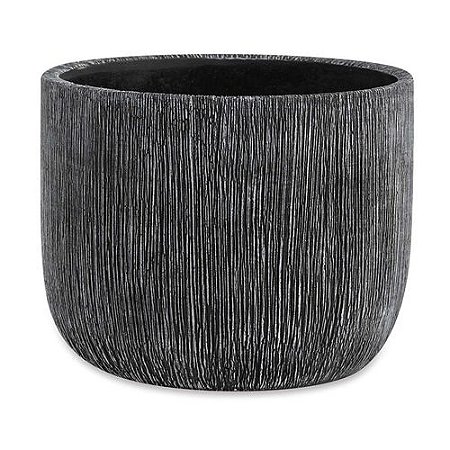 Vaso Cachepot Preto em Cimento Texturizado Médio