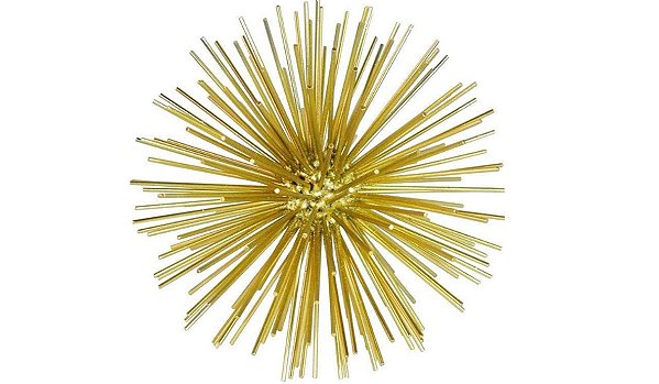 Escultura Ouriço Metal Dourado Grande