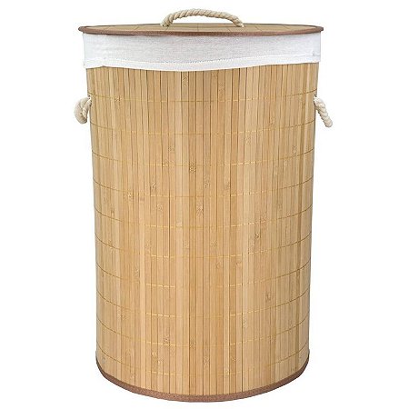 Cesto Organizador de Roupa Suja Bambu Redondo