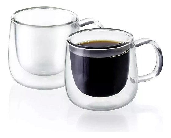 Jogo de Xícaras Canecas Para Café Parede Dupla 2 pçs
