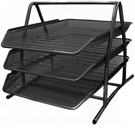 Organizador de Mesa Escritório Porta Arquivo Triplo