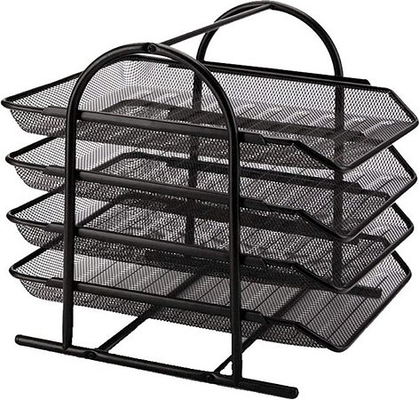 Organizador De Mesa Porta Arquivo Em Metal Quádruplo