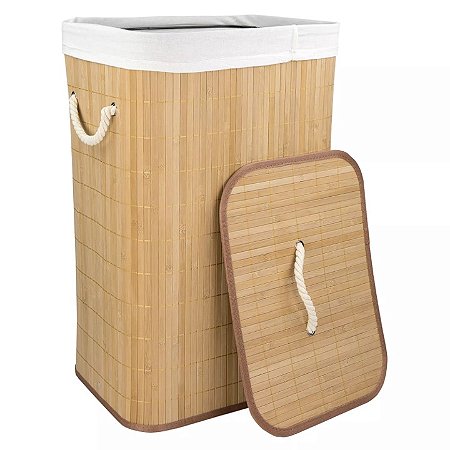Cesto de Bambu para Roupas Sujas Retangular