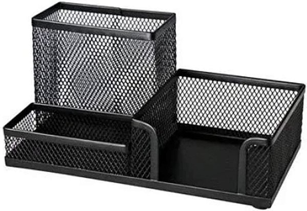 Organizador Porta Treco Metal Aramado Preto 3 Divisórias