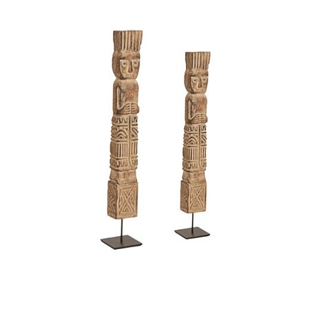 Kit Escultura em Madeira com suporte em metal