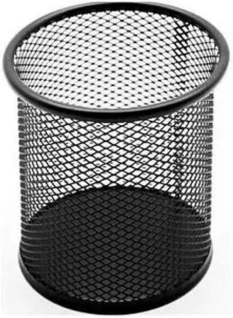 Organizador Mesa Escritório Metal Porta Caneta Preto Redondo