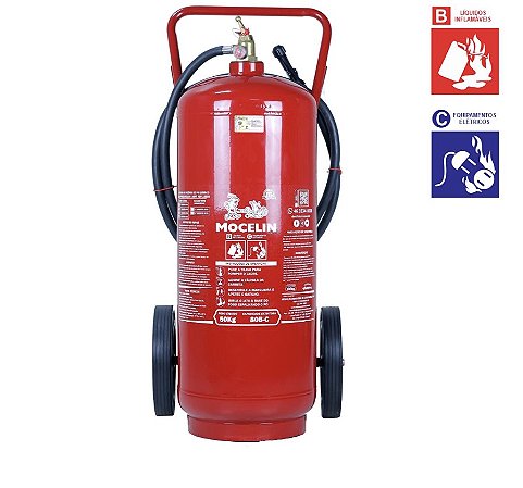 extintor industrial pqs 50kg bcCAPACIDADE EXTINTORA = 80B-C  A principal composição deste tipo de extintor é, como o próprio nome sugere, o bicarbonato de sódio. Essa substância atua resfriando rapidamente o calor, além de interromper a reação de combustã
