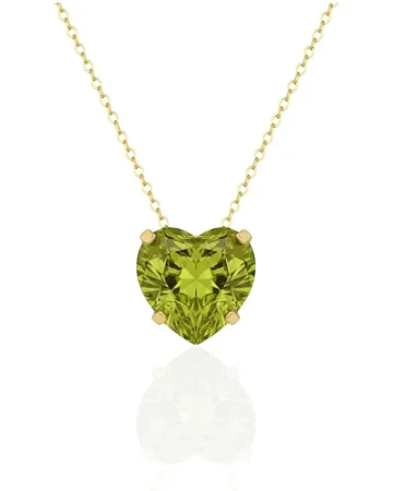 Colar Coração Peridoto Banhado a Ouro 18K