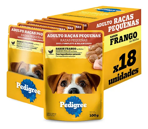 PEDIGREE SACHÊ ADULTOS RACAS PEQUENAS - FRANGO AO MOLHO 100 G - CAIXA C/ 18
