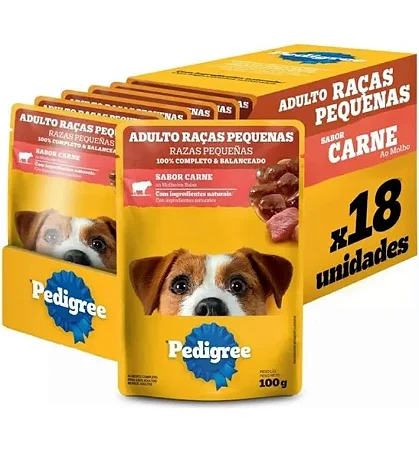 PEDIGREE SACHÊ ADULTOS RACAS PEQUENAS - CARNE AO MOLHO 100 G - CAIXA C/ 18
