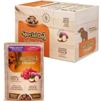SPECIAL DOG SACHE ULTRALIFE RAÇAS PEQUENAS ADULTOS - CARNE 100 G - CAIXA C/ 12