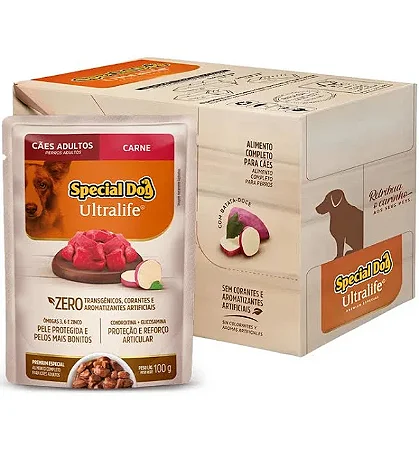 SPECIAL DOG SACHE ULTRALIFE ADULTOS - CARNE 100 G - CAIXA C/ 12