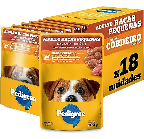 PEDIGREE SACHÊ ADULTOS RACAS PEQUENAS - CORDEIRO 100 G - CAIXA C/ 18