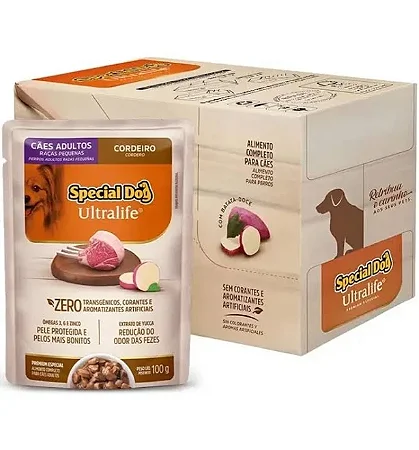 SPECIAL DOG SACHE ULTRALIFE RACAS PEQUENAS ADULTOS - CORDEIRO 100 G - CAIXA C/ 12