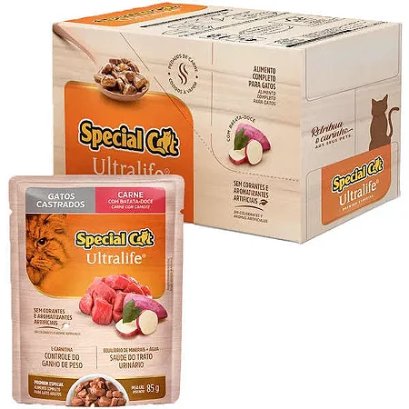 SPECIAL CAT SACHE CASTRADOS - CARNE 85 G - CAIXA C/ 12