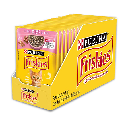 FRISKIES SACHE FILHOTES - CARNE 85 G - CAIXA C/ 15