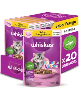 WHISKAS SACHE FILHOTES - FRANGO AO MOLHO 85 G - CAIXA C/ 20
