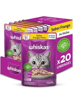 WHISKAS SACHE ADULTOS - FRANGO AO MOLHO 85 G - CAIXA C/20