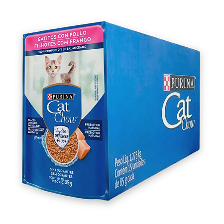 CAT CHOW SACHE FILHOTES - FRANGO AO MOLHO 85 G - CAIXA C/ 15