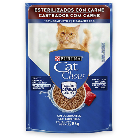 CAT CHOW SACHE CASTRADOS - CARNE AO MOLHO 85 G