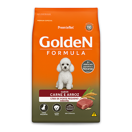 GOLDEN FÓRMULA CÃES ADULTOS MINI BITS CARNE E ARROZ